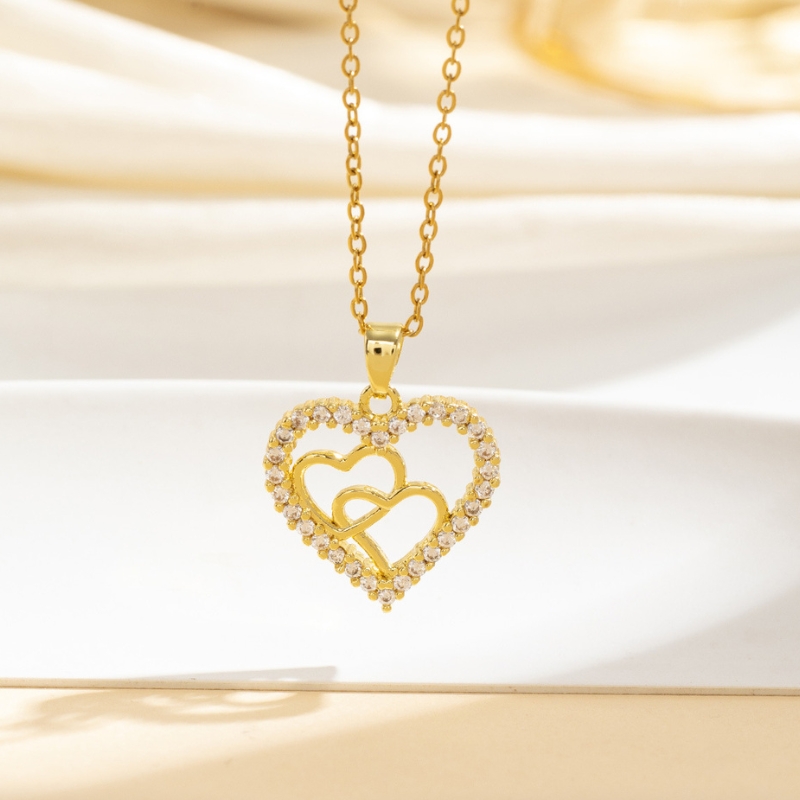 N22613 S925 SILVER  heart to heart, love pendant necklace