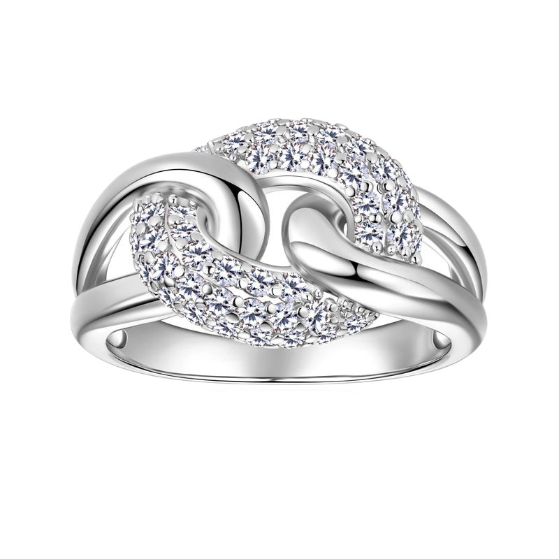 R22792 S925 silver kink design zircon ring