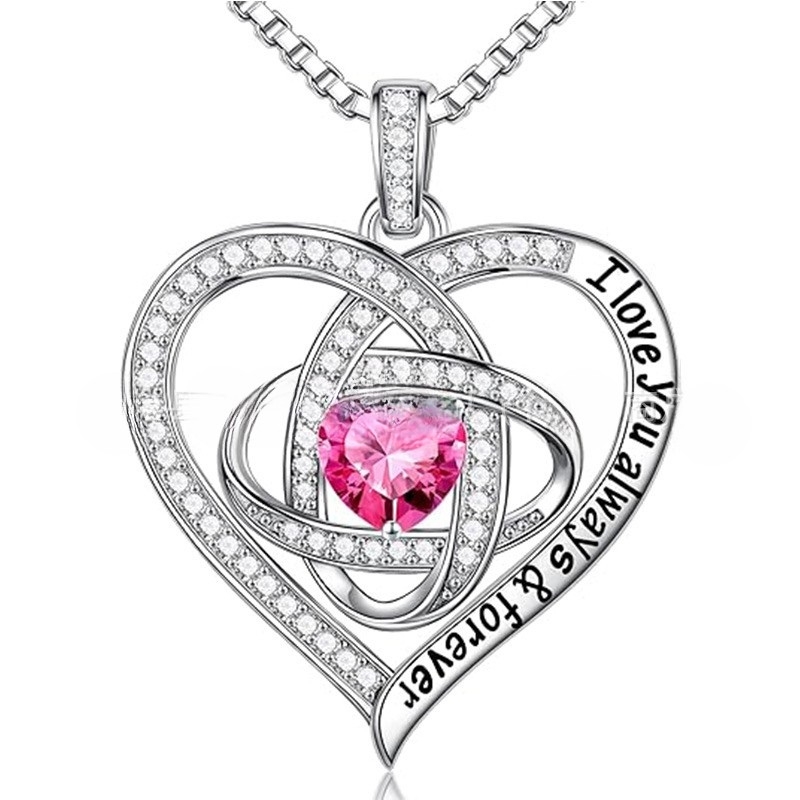 N22724 S925 silver four-leaf clover heart necklace