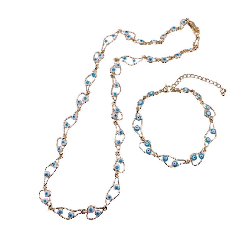 SN/B22852 S925 silver devil's eye bracelet necklace