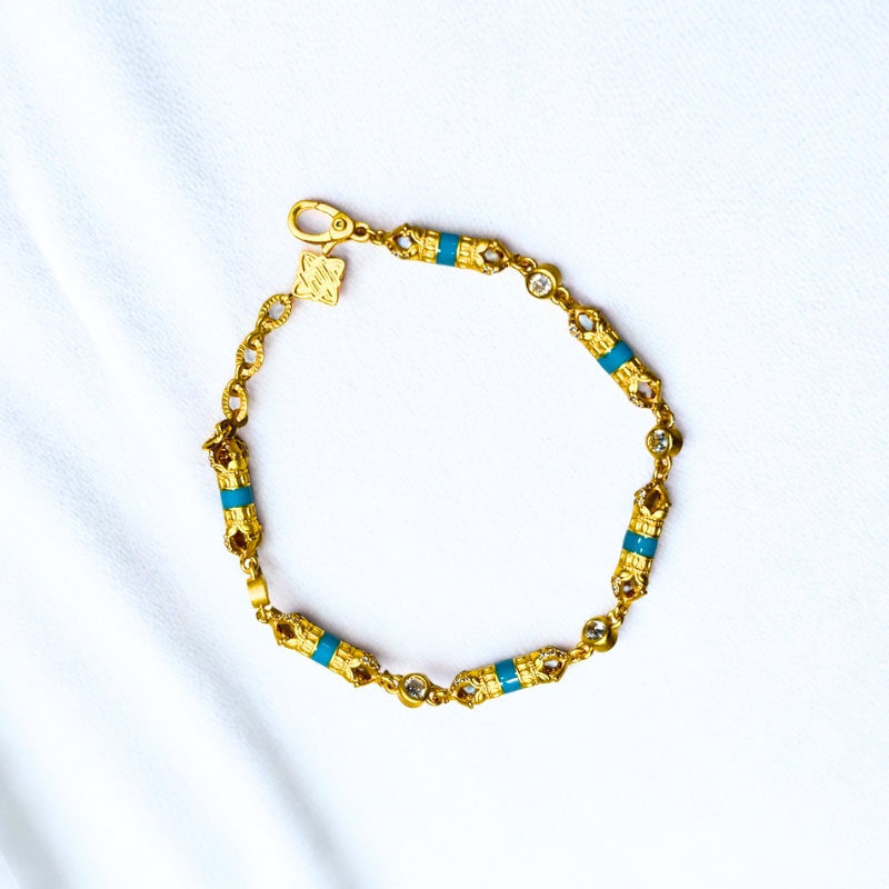 B22772 S925 silver new Chinese micro-inlaid zircon vajra tiff blue bracelet