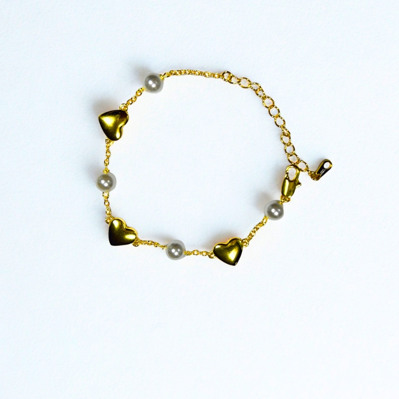 B21800 S925 silver simple heart-shaped imitation pearl bracelet