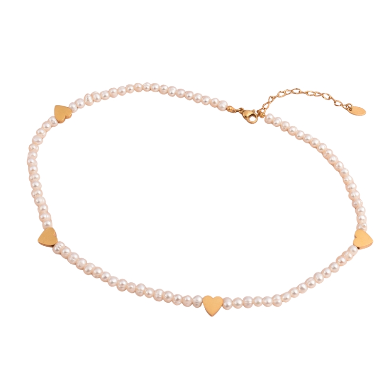 N22559 S925 Silver natural Pearl love necklace